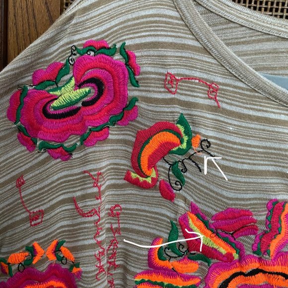 Free People • Catalunya Embroidered Strip Tee• NWT - Picture 9 of 10